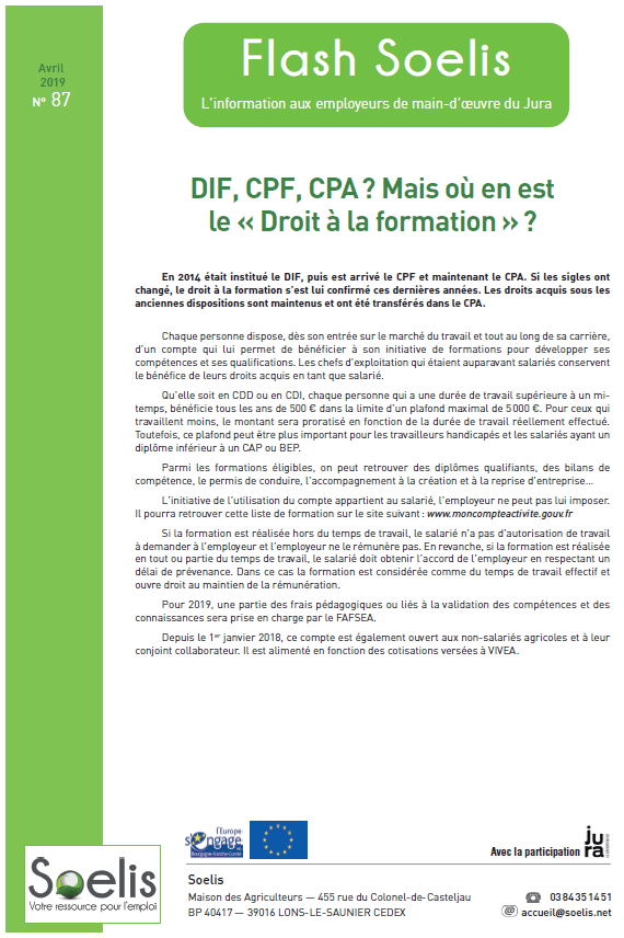 Flash Soelis Avril 2019